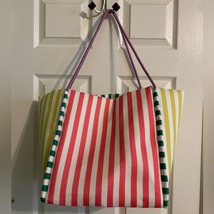 Shiraleah Spiaggia Tote, Green, Pink, Yellow & White